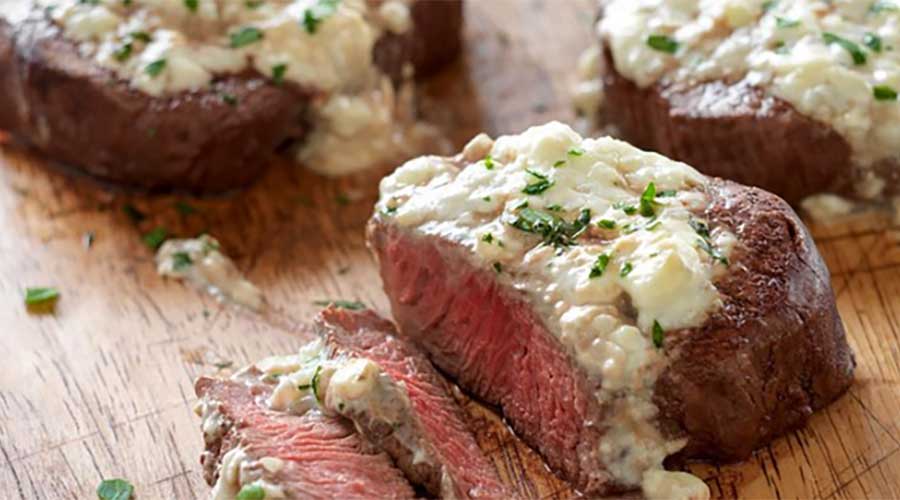 Angus Rump with Blue Cheese Sauce