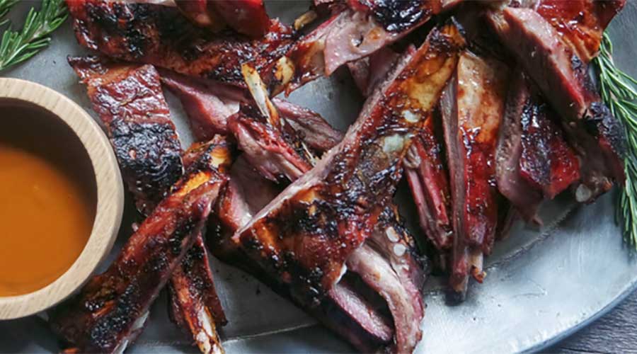 Barbecued Lamb Ribs with Smoky Barbecue Sauce