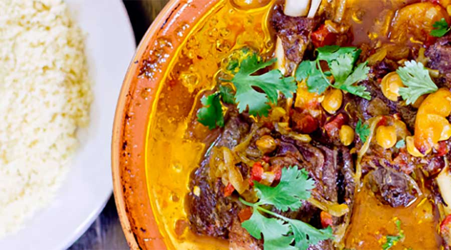 Moroccan Lamb Rib Stew with Chickpeas and Apricots